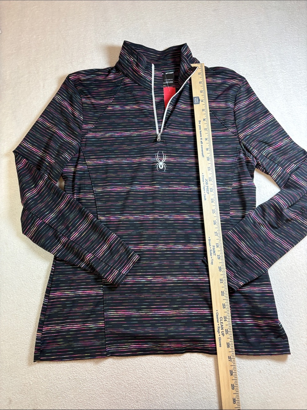 Spyder Women's Black Multicolor Striped Quarter-Zip Pullover